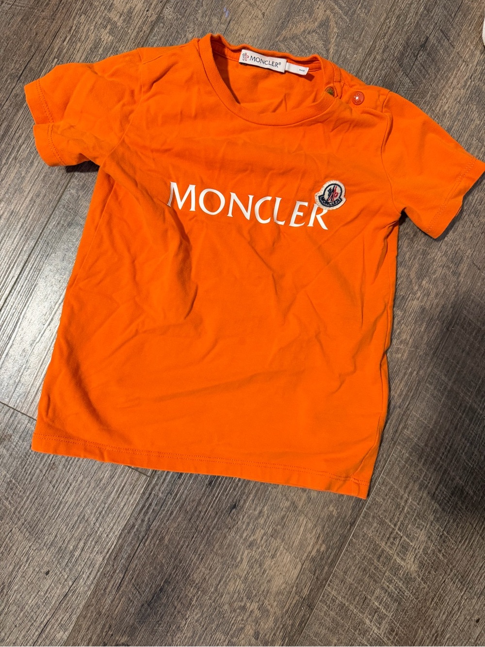 Moncler Kids Bright Orange Logo Tee